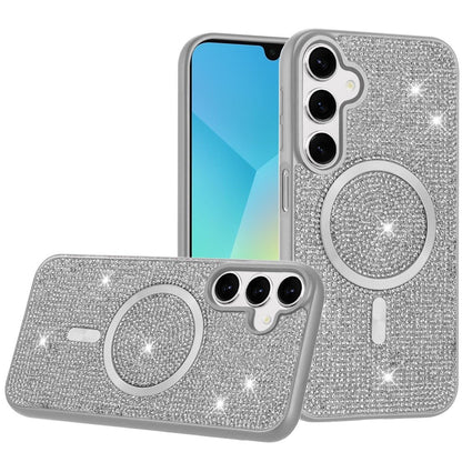 For Samsung Galaxy A16 5G Sparkly Diamond Bling Case Rhinestone Skin Hybrid with Magnetic Circle, MagSafe Compatible Case Cover