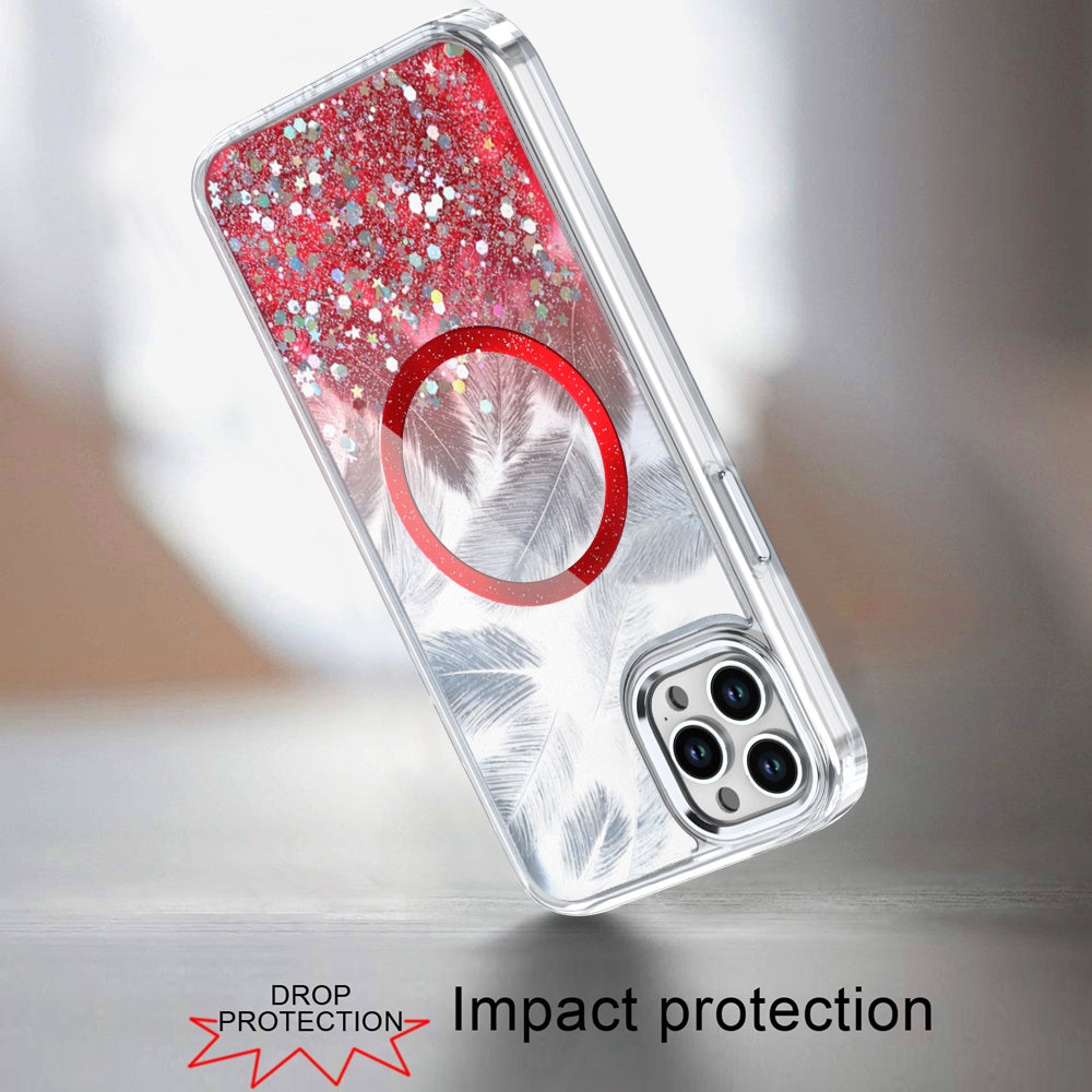 For Samsung Galaxy S25+ /S25 Plus /S24+ Plus Epoxy Glitter Shimmer Fashion Case with Magnetic Magsafe Compatible Hybrid Sparkling Slim Protective Case Cover