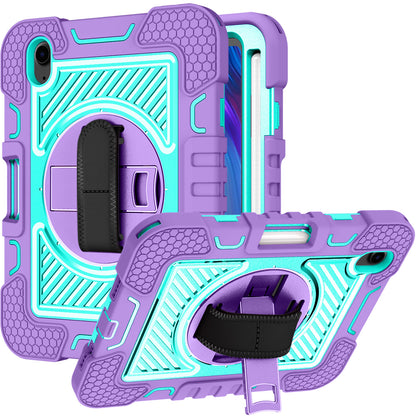 For Hybrid 3in1 Multi-Functional Shockproof Tablet Case with Hand, Shoulder Strap, Pencil & Stand Holder Purple Teal Tablet Case Cover