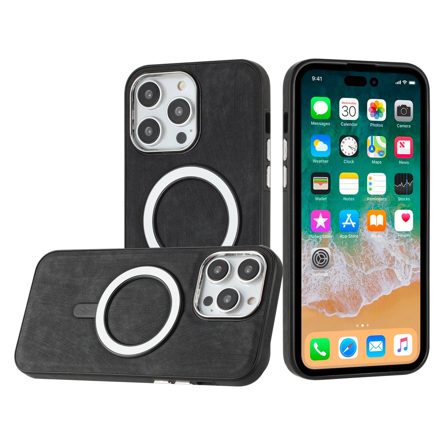 For Samsung Galaxy S25+ /S25 Plus /S24+ Plus Fashion PU Vegan Leather Chrome Edge Hybrid, MagSafe Compatible, Durable TPU Hard PC Case Cover