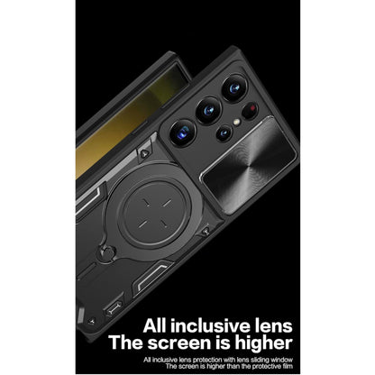 For Apple iPhone 16e /iPhone SE4 Hybrid Shockproof with Magnetic Ring Stand, Compatible with Magsafe & Sliding Camera Lens Protector Case Cover