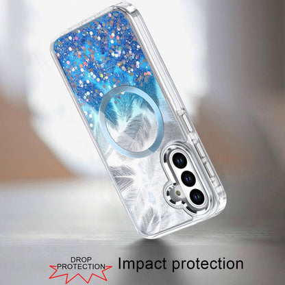 For Samsung Galaxy S25+ /S25 Plus /S24+ Plus Epoxy Glitter Shimmer Fashion Case with Magnetic Magsafe Compatible Hybrid Sparkling Slim Protective Case Cover