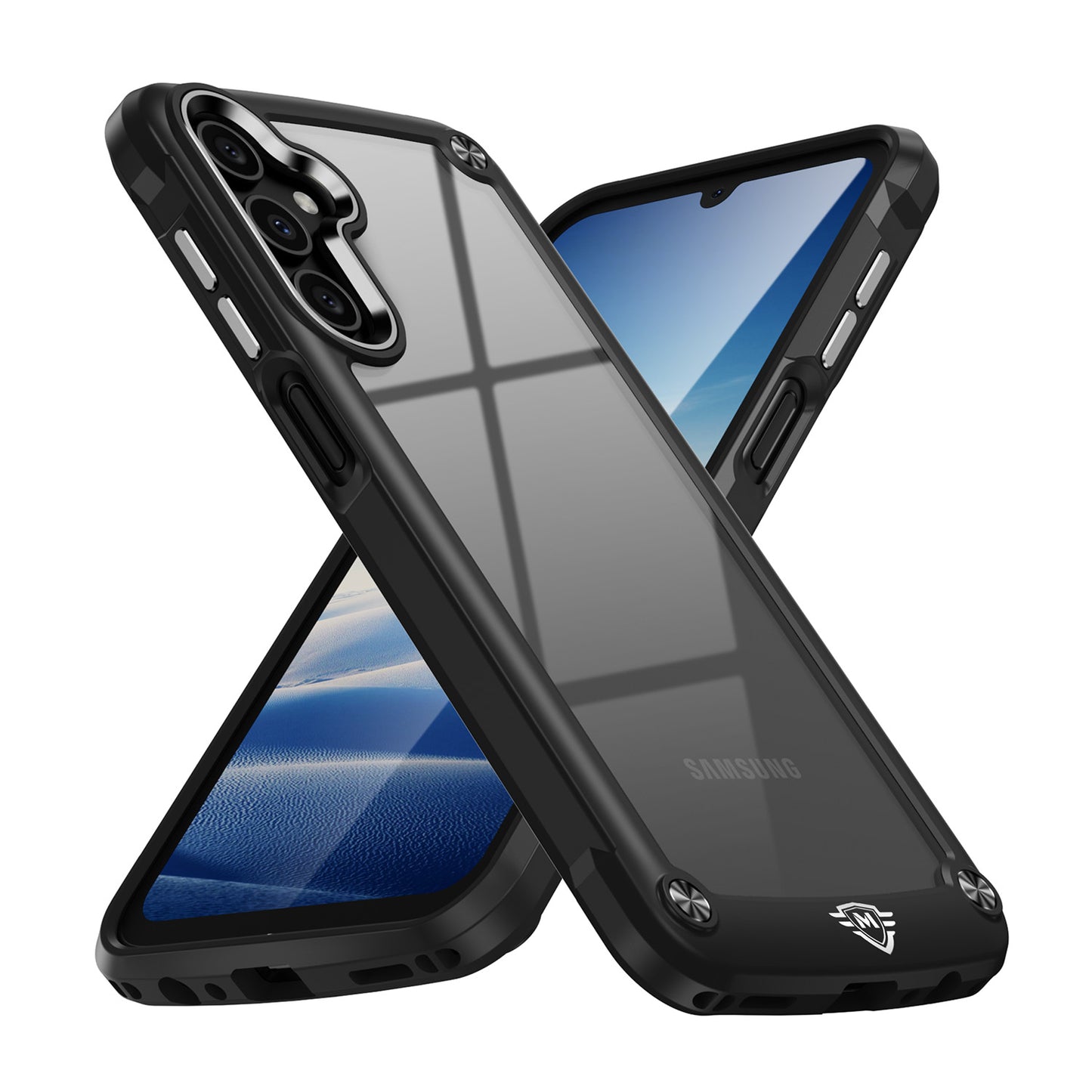 For Samsung Galaxy A16 5G Ultimate Hybrid Transparent Rubber with Metal Buttons & Camera Edges Hard TPU Frame Corner Bumper Case Cover
