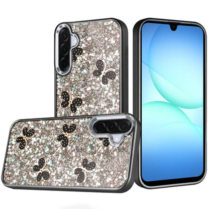 For Samsung Galaxy S25 Fan Edition /Galaxy S25 FE Cute Butterfly Crystal Diamond Glitter Case Sparkle Bling Frame Metallic Edges, Shimmer TPU Hybrid Case Cover