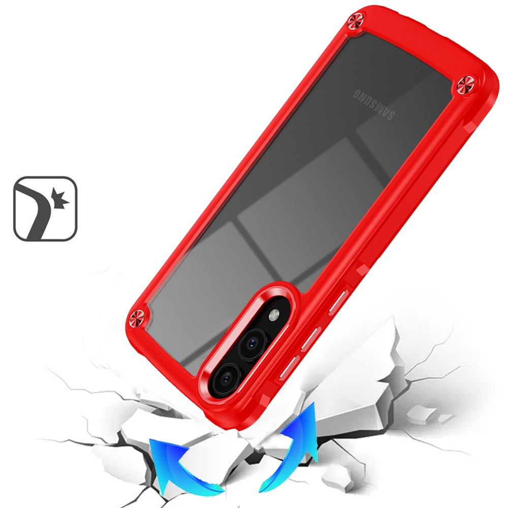 For Samsung Galaxy S25 EDGE Hybrid Transparent Rubber with Metal Buttons & Camera Edges Hard TPU Corner Frame Bumper Case Cover