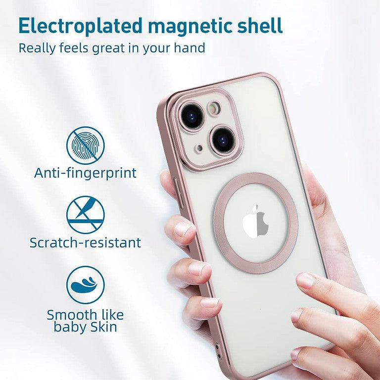 For Apple iPhone 16 Pro (6.3") Clear Hybrid Case with Plating Chrome Frame, Camera Protection, MagSafe Compatible Case Cover