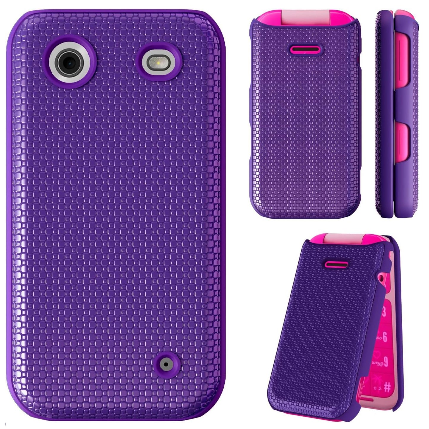 For HMD Barbie Flip Dual Layer Slim & Tough Hybrid Shockproof Heavy Duty Rubber TPU Matte with Textured Rugged Shell Protection Case Cover