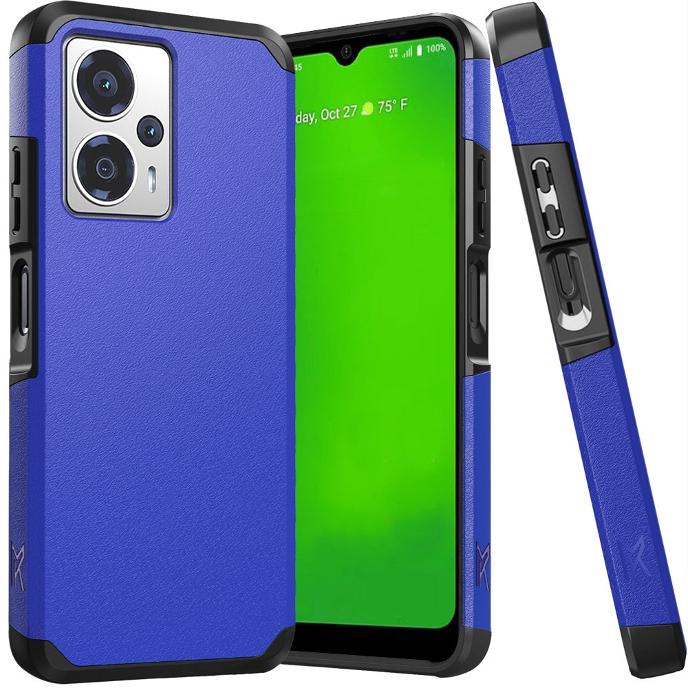 For Cricket Outlast 5G (2024) Tough Shock Absorption Hybrid Dual Layer Hard PC TPU Rubber with Screen Protector Tempered Glass Case Cover