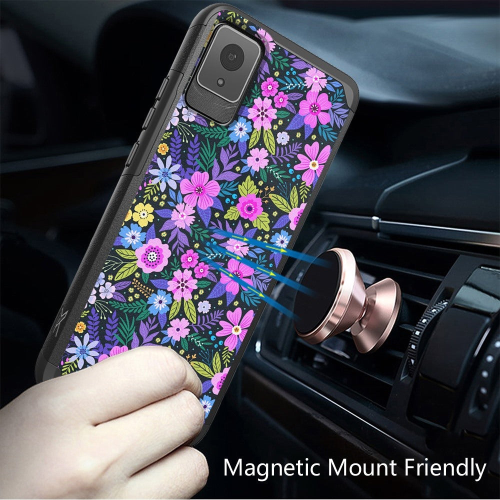 For Samsung Galaxy A36 Fashion Graphic Design Hybrid 2in1 Tough Strong Hard PC TPU Frame, Magnet Mount Friendly, Shockproof Protection Case Cover Mystical Floral Boom