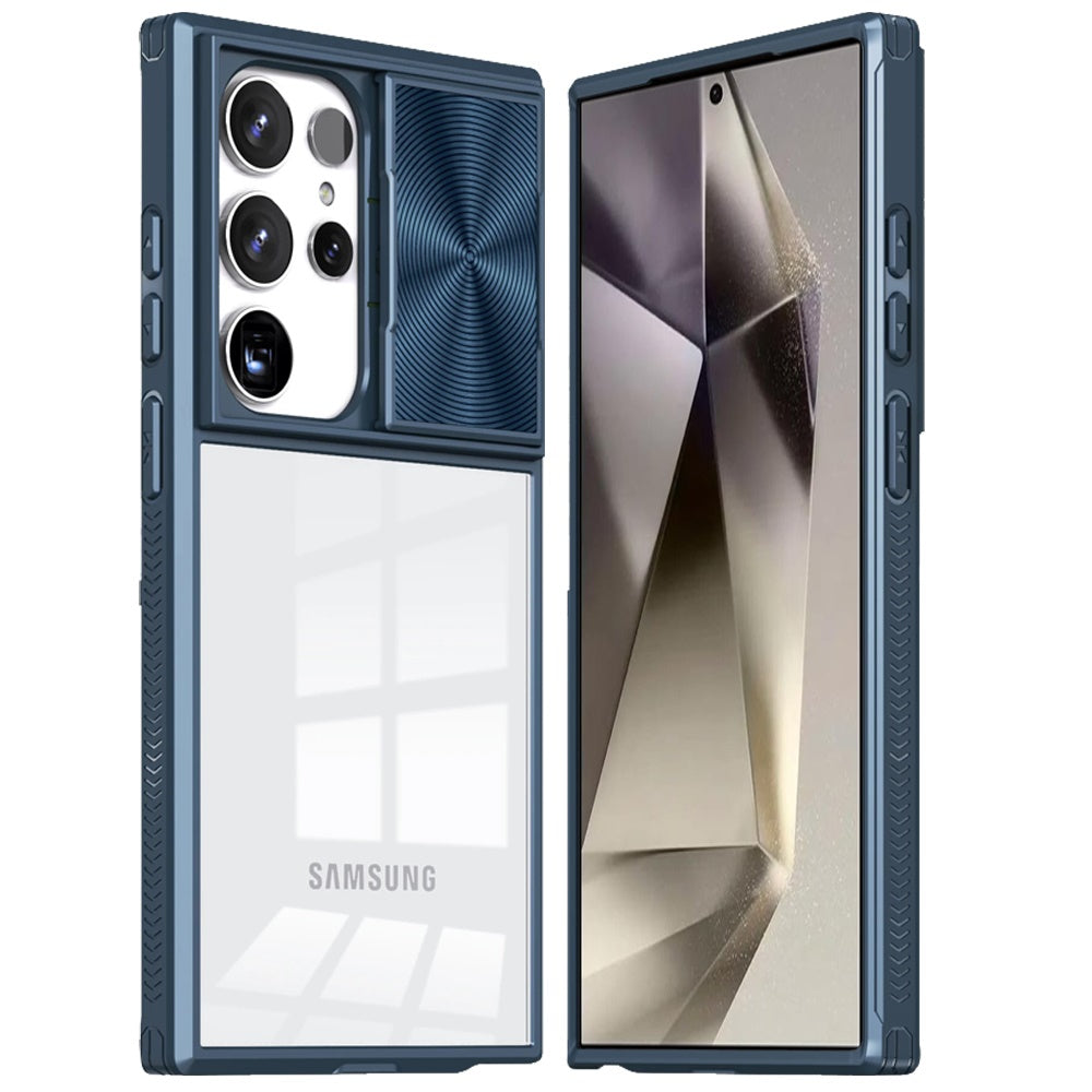 For Samsung Galaxy S25+ /S25 Plus /S24+ Plus Hybrid Cases with Sliding Camera Cover Transparent Shockproof Bumper TPU Protective Case Cover