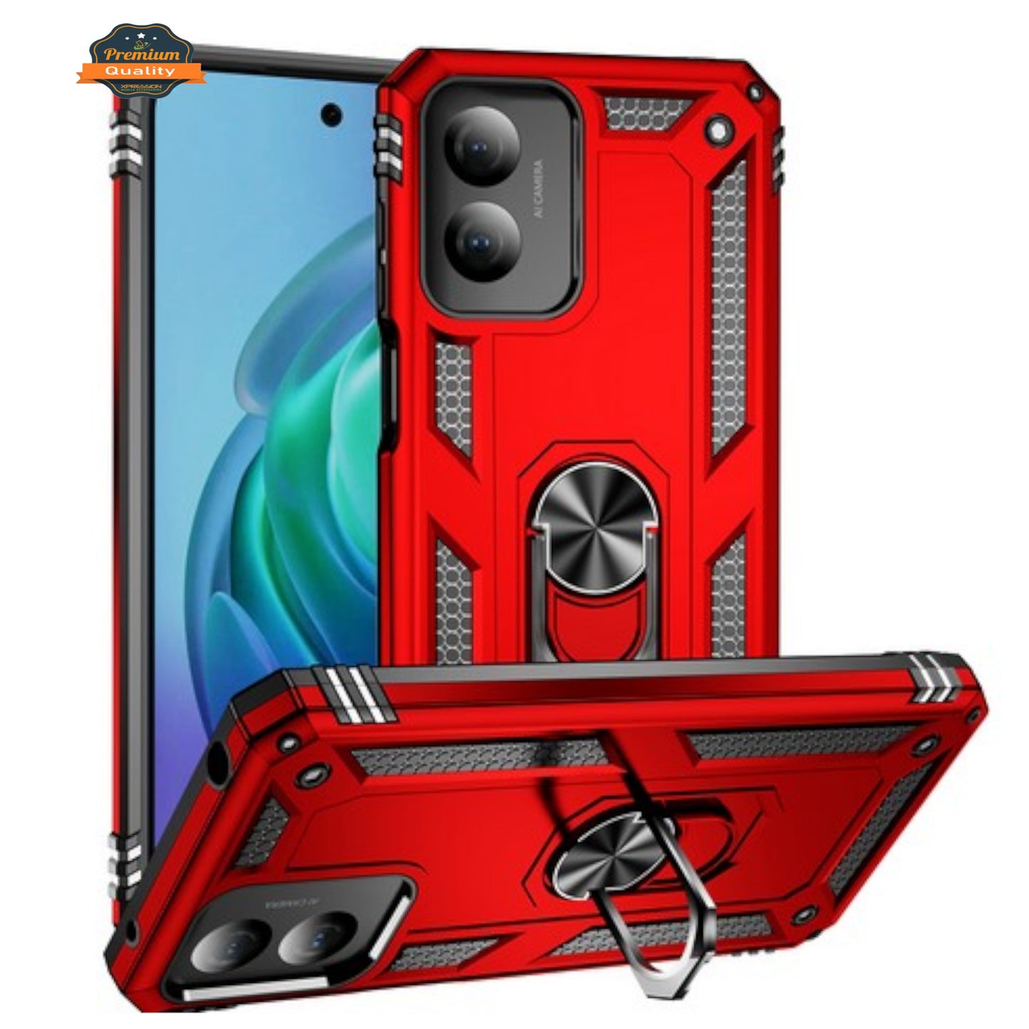 For Motorola Moto G Stylus 5G 2025 Shockproof Hybrid Dual Layer PC + TPU with Metal Ring Kickstand Heavy Duty Armor Shell Case Cover