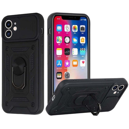 For Motorola Moto G Stylus 5G 2025 Hybrid Case with Slide Camera Lens Cover, Ring Kickstand, Heavy-Duty Dual Layer TPU, Fit Magnet Car Mount Case Cover