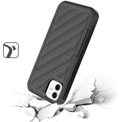 For Apple iPhone 16 Pro (6.3") Premium Design Hybrid lined with Belt Clip Holster Shockproof Rugged Textured 2in1 Non Slip Tough Case Cover Gray