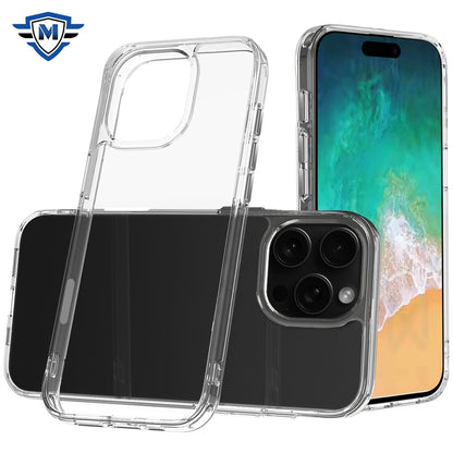 For Apple iPhone 16 Pro Max (6.9") Premium Hybrid HD Crystal Clear Hard PC Back Gummy Thick 2.0mm TPU Frame Slim Fit Case Cover Transparent