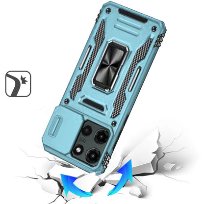 For Motorola Moto G Stylus 5G 2025 Tough Hybrid Case with Movable Camera Window & Metal Ring Stand Shockproof Case Cover