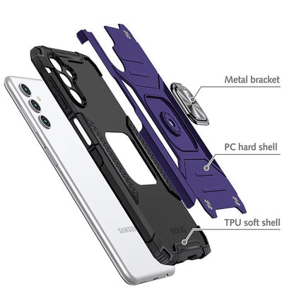 For Samsung Galaxy S25 Fan Edition /Galaxy S25 FE Armor Hybrid Magnetic Stand with Ring Holder Kickstand Shockproof Heavy-Duty Durable Rugged TPU Dual Layer Case Cover Purple