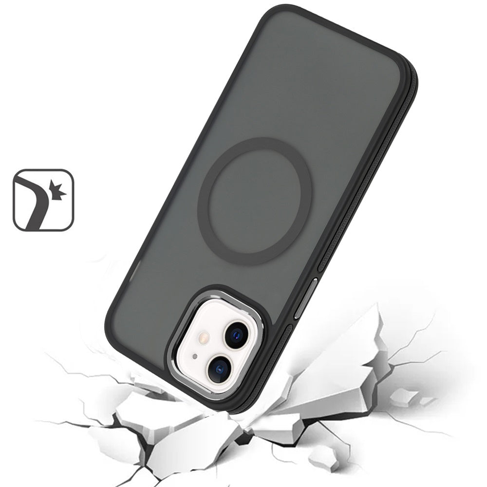 For Apple iPhone 16 Pro (6.3") Frosted Translucent Back Hybrid with Magnetic Circle MagSafe Compatible, Military Grade Shockproof Case Cover