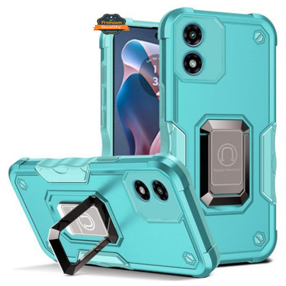 For Motorola Moto G 5G 2025 Heavy Duty Hybrid 2in1 Hard PC & TPU Rugged Bumper Shockproof with Magnetic Ring Kickstand Case Cover