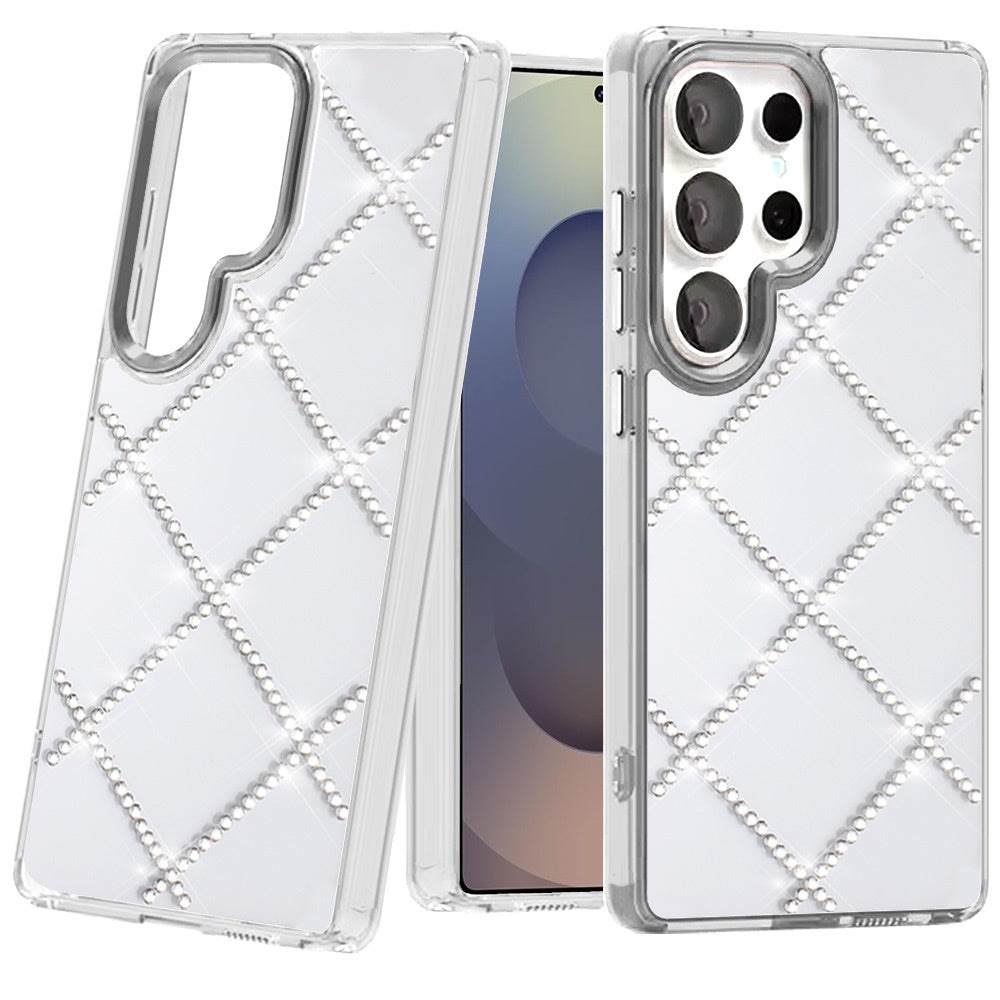 For Samsung Galaxy S25 Fan Edition /Galaxy S25 FE Gem Glitter Diamond Bling Clear Hybrid TPU Cover, Colorful Shockproof Protective Back, Slim Fit for Women Girls Case Cover Silver