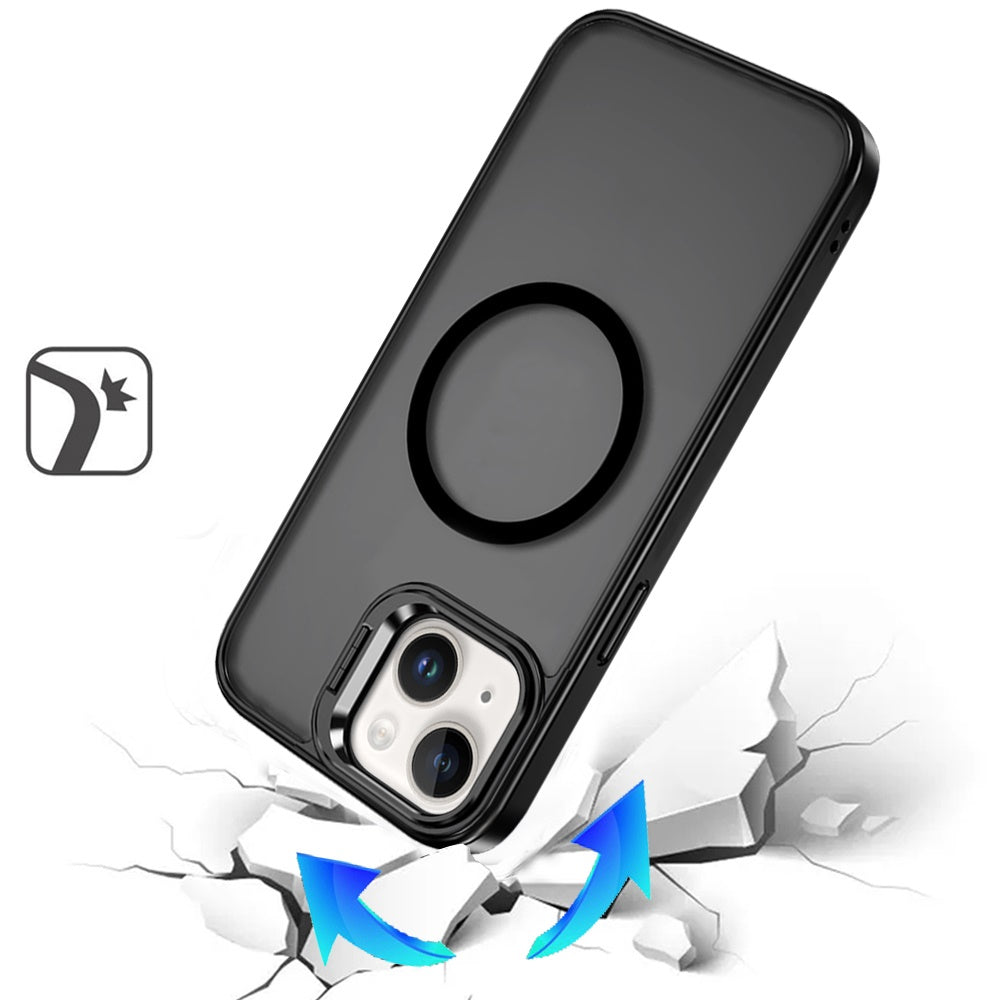 For Apple iPhone 16 Pro Max Heavy Duty Metallic Hybrid Tough TPU with Camera Ring Stand, MagSafe Compatible, Rugged Drop Protection Case Cover