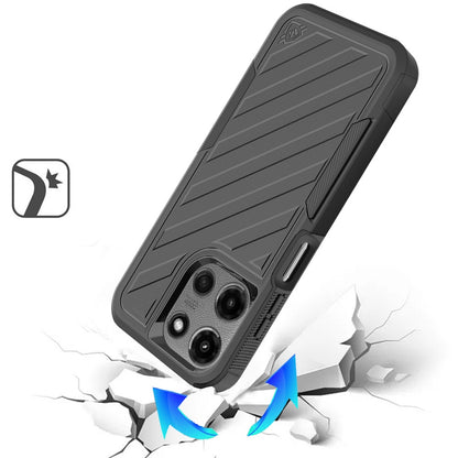 For Motorola Moto G Stylus 5G 2025 Rugged 2in1 Armor Combo Belt Clip Holster, Non-Slip Tough Hybrid lined Shockproof Case Case Cover Black / Black