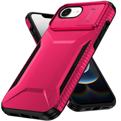 For Apple iPhone 16e Slim Fit Shockproof Hybrid with Slide Camera Window Covering, Rugged Tpu Silicone Hard PC Bumper Case Cover