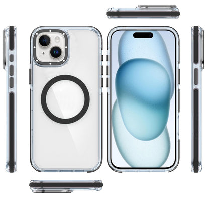 For Apple iPhone 15 Transparent Back with Colorful Frame, Strong Magnetic Circle, MagSafe Compatible, Slim Shockproof Protection Case Cover