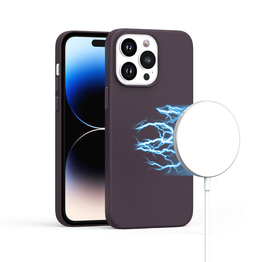 For Apple iPhone 16 Pro (6.3") PU Leather with inner Magnetic Circle Compatible with MagSafe, Rubber TPU Colored Metal Buttons Case Cover
