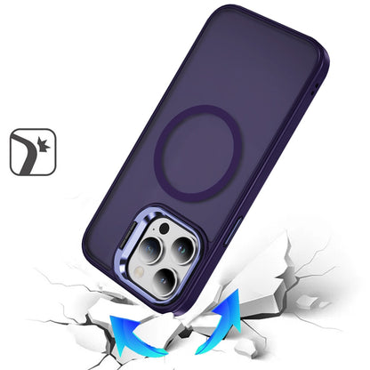 For Apple iPhone 12 Pro Max Heavy Duty Metallic Hybrid Tough TPU with Camera Ring Stand, MagSafe Compatible, Rugged Drop Protection Case Cover