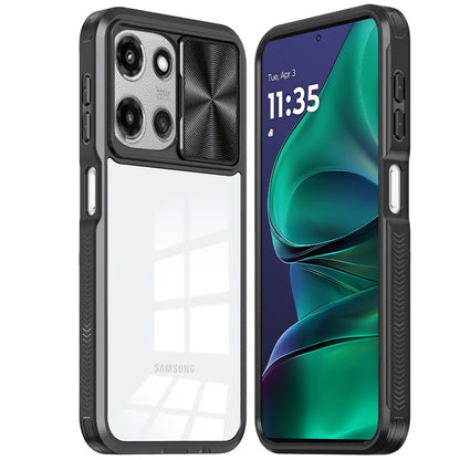 For Motorola Moto G Stylus 5G 2025 Hybrid Cases with Sliding Camera Cover Transparent Shockproof Bumper TPU Protective Case Cover