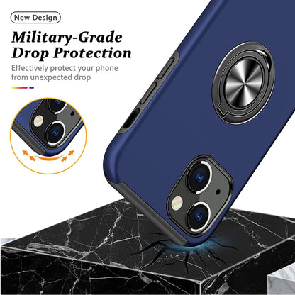 For Gabb Phone 4 Pro Military Grade Hybrid Case with Flat Metal Ring 360° Rotation Kickstand, Slim Fit Back Hard PC Case Cover Blue