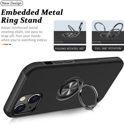 For Gabb Phone 4 Pro Military Grade Hybrid Case with Flat Metal Ring 360° Rotation Kickstand, Slim Fit Back Hard PC Case Cover Black