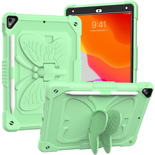 For Butterfly Wings Kickstand 3in1 Tough Hybrid with Pencil Holder Heavy Duty Rugged Shockproof Full Protective Green Tablet Case Cover