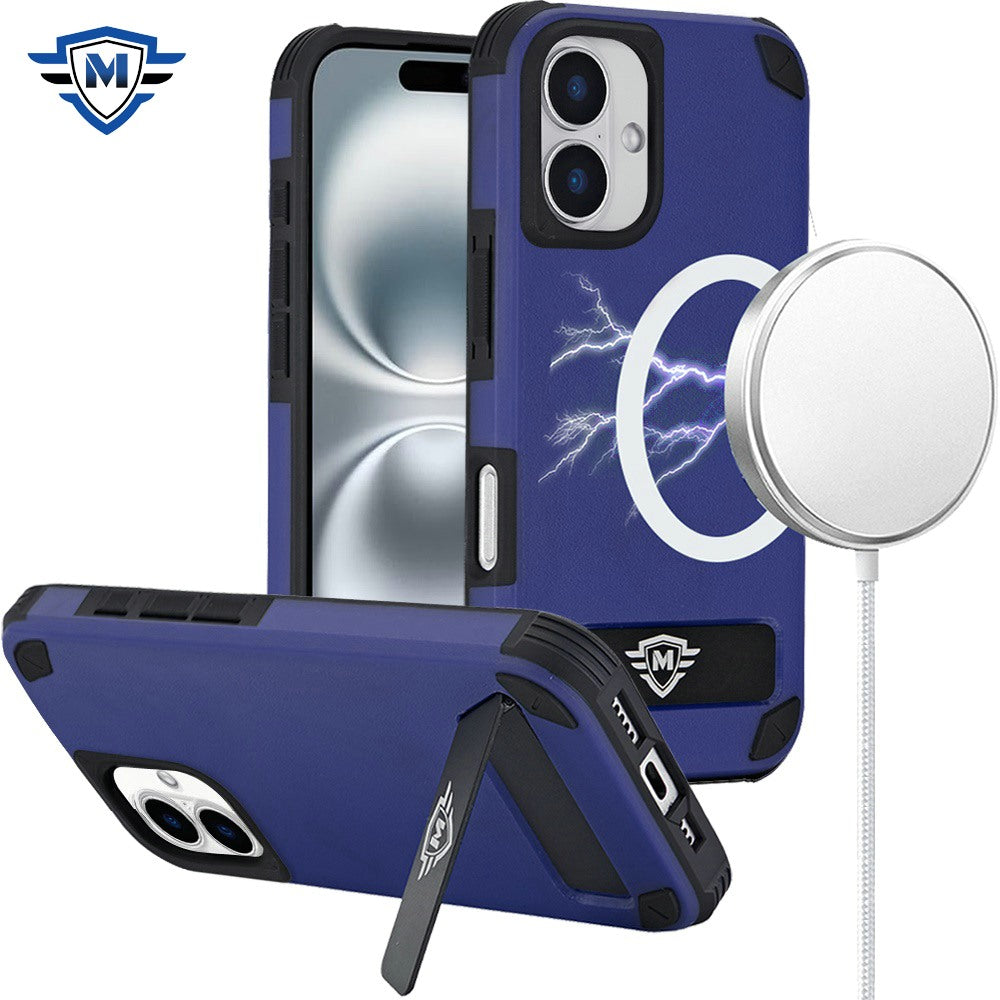For Apple iPhone 16 (6.1") Premium Heavy Duty Dual-Layer Rugged, Shockproof Kickstand Tough Magnetic Compatible with MagSafe Case Cover