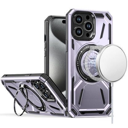 For Apple iPhone 15 Pro Max Hybrid Magnetic Ring and 360° Rotational Kickstand with MagSafe Compatible, Military Grade Drop Protection Case Cover
