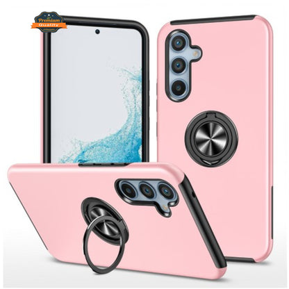 For Samsung Galaxy A26 Military Grade Hybrid Case with Flat Metal Ring 360° Rotation Kickstand, Slim Fit Back Hard PC Case Cover