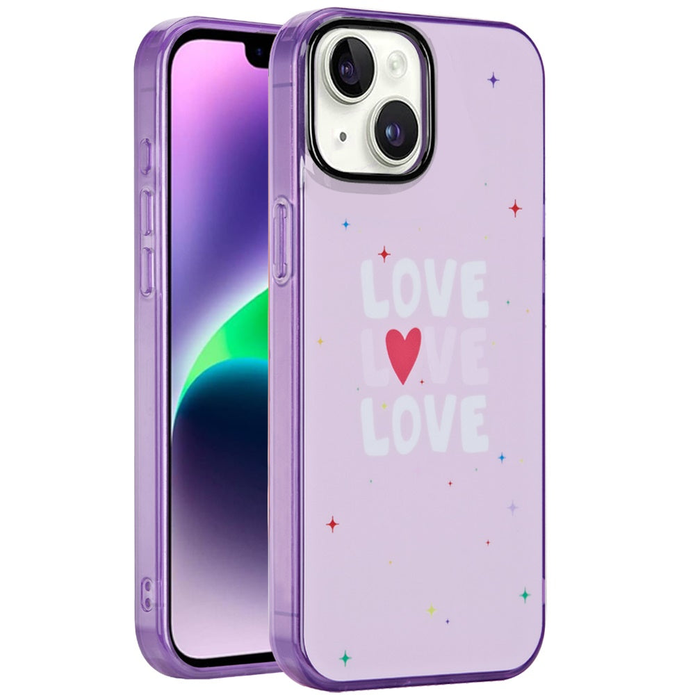 For Apple iPhone 15 Fashion Layer Design Slim IMD TPU Protective, Shockproof Hybrid Stylish Durable Hard PC Case Cover