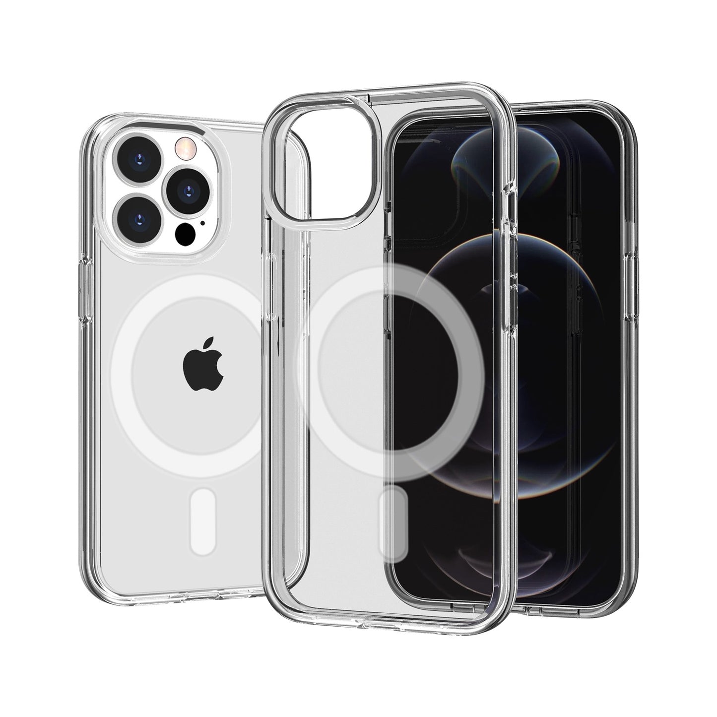 For Apple iPhone 16 Pro (6.3") MagSafe Compatible Transparent Shock Absorption TPU Rubber Hybrid Protective Case Cover