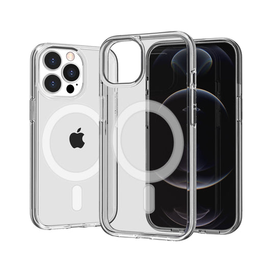 For Apple iPhone 16 Pro (6.3") MagSafe Compatible Transparent Shock Absorption TPU Rubber Hybrid Protective Case Cover