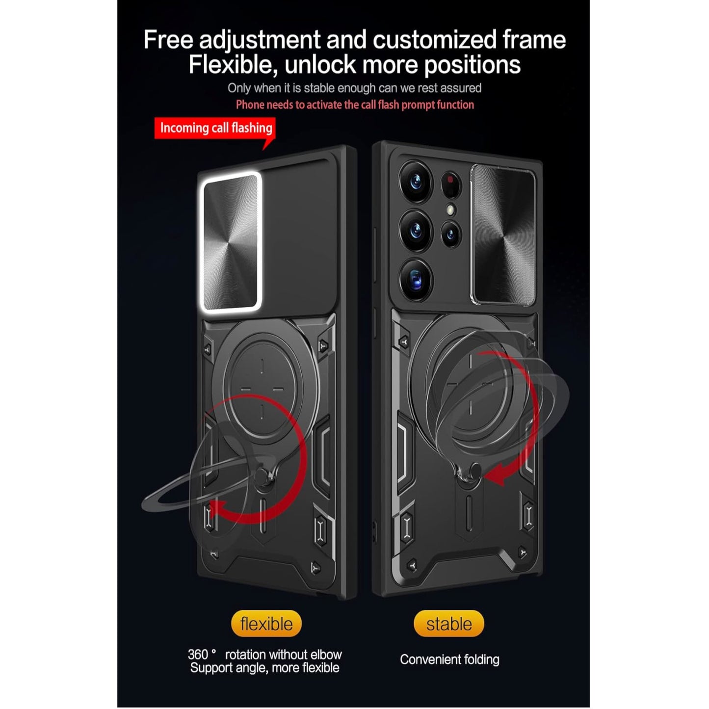 For Samsung Galaxy S25 Fan Edition /Galaxy S25 FE Hybrid Shockproof with Magnetic Ring Stand, Compatible with Magsafe & Sliding Camera Lens Protector Case Cover