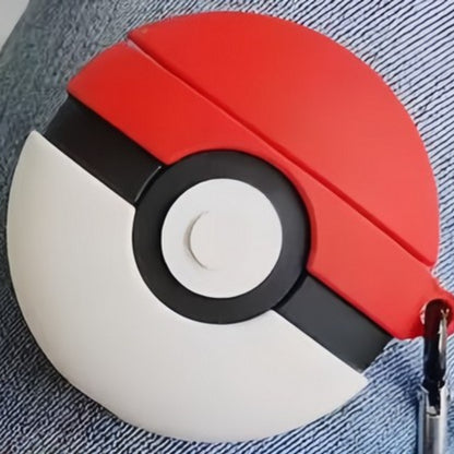 For Airpods Pro 3 Hybrid Cute 3D Fun Design Silicone Skin Cartoon Animal with Keychain Buckle Holder Rubber TPU Soft Case Cover Poke Ball