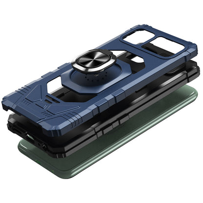 For Hybrid Dual Layer with 360° Rotate Magnetic Ring Stand Holder Kickstand TPU Rugged PC Shockproof Blue Tablet Case Cover
