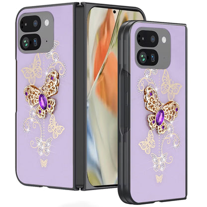 For Google Pixel 10 Pro Fold Diamonds 3D Fashion Bling Sparkly Glitter Ornaments Engraving Hybrid with Ring Kickstand Case Cover