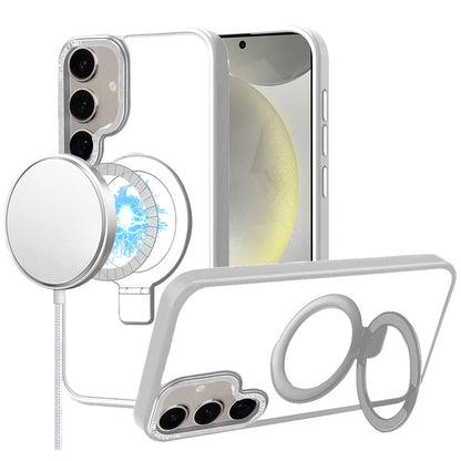 For Samsung Galaxy S25+ /S25 Plus /S24+ Plus Magnetic Metal Matte with Built-in MagSafe Stand, Hybrid Shockproof Armor, TPU Frame Case Cover