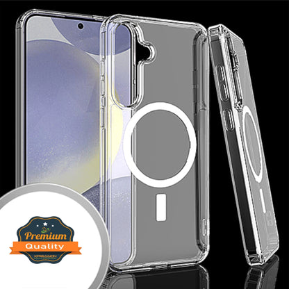 For Apple iPhone 16 Plus (6.7") Magnetic Case with Built in Magnets Compatible with MagSafe, Transparent Slim Hybrid Frame Bumper Case Cover Clear