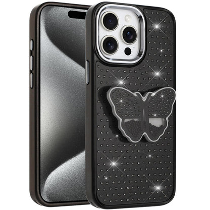 For Samsung Galaxy A36 Butterfly Moveable Grip 3D Pop Stand Full Diamond Bling Sparkling TPU Fashion Hybrid Case Cover