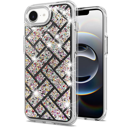 For Apple iPhone 16e Sparkly 3D Design Diamond Shockproof Protective Bling Glitter Rhinestone Hybrid Skin PC & TPU Case Cover