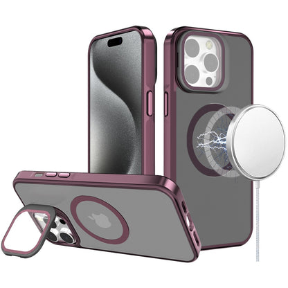 For Apple iPhone 14 Pro Max Tough HQ Hybrid Case with Aluminum Frame Camera Stand, Compatible with MagSafe, Translucent Matte Shockproof Case Cover