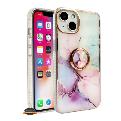 For Apple iPhone 16e /iPhone SE4 Fashion Design Bling Diamond Hybrid Protective Case, Ring Kickstand Hard PC + TPU Case Cover