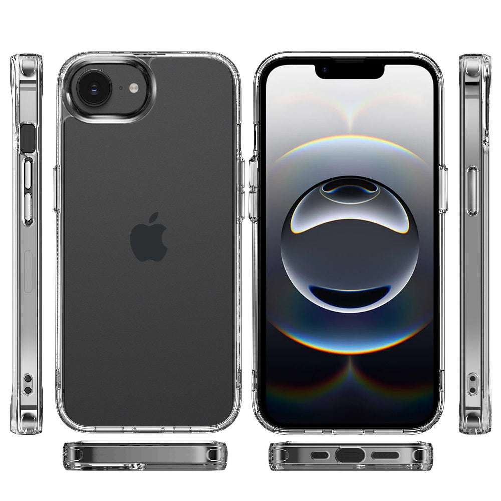 For Apple iPhone 16e Shockproof Slim Crystal Clear Transparent Hybrid Cover with Enhanced Drop Protection Case Cover Transparent